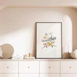 He Is The Mountain Mover Hand-Lettered Christian Print, Lyrics, Family Wall Art Faith Print Religious Gift - thumbnail 1