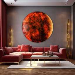 Red Planet Round Shape Glass Wall Art - Large Tempered Canvas Art, Design, Durable - thumbnail 3