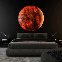 Red Planet Round Shape Glass Wall Art - Large Tempered Canvas Art, Design, Durable - thumbnail 1