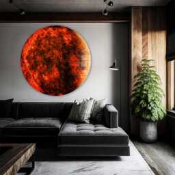 Red Planet Round Shape Glass Wall Art - Large Tempered Canvas Art, Design, Durable - thumbnail 2