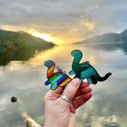 Enamel Nessie Ornament, Teal Loch Ness Monster With Tartan Ribbon - thumbnail 3