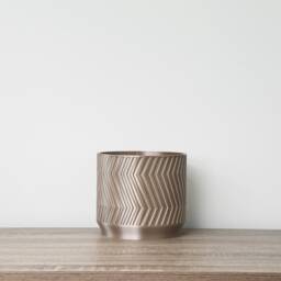 "Gatsby Planter With Drainage & Saucer in Champagne Bronze, Art Deco 3D-Printed Plant Pot, Small To Large Sizes 4"" 5"" 6"" 7"" 8" - thumbnail 3