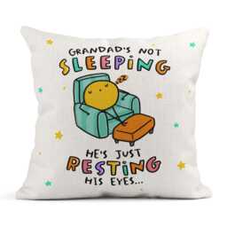Funny Cushion For Grandad, Grandad's Not Sleeping, He's Just Resting His Eyes Cushion, Birthday Gift, Father's Day Linen - thumbnail 1