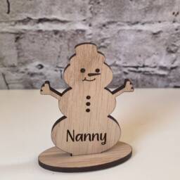 Personalised Wooden Snowman Christmas Place Card Xmas Table Setting - thumbnail 2