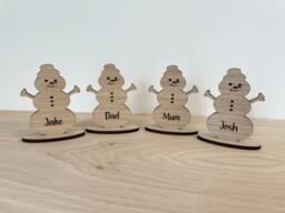 Personalised Wooden Snowman Christmas Place Card Xmas Table Setting - thumbnail 1