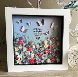 The Psalms Flower Meadow, Bible Verse Decor, Christian Theme Art, Lord Is My Shepherd, Psalm 23, Floral Button Art Gift - thumbnail 1