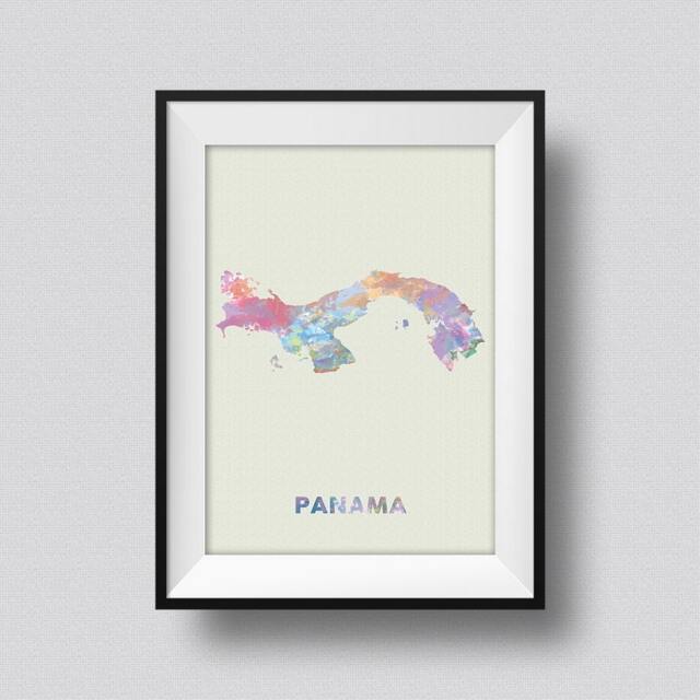 Panama Watercolor Map Art Print Ink Splash Poster Canvas