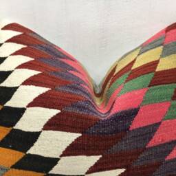 Vintage Kilim Pillow Cover, Handwoven Turkish Pillow, 16x24 - thumbnail 2