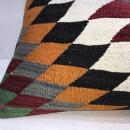 Vintage Kilim Pillow Cover, Handwoven Turkish Pillow, 16x24 - thumbnail 3