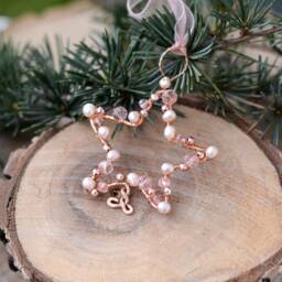 Christmas Star Ornament, Rose Gold Holiday Decor, Tree Decoration Star Pearl Crystal Decor, Gift - thumbnail 1