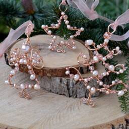 Christmas Star Ornament, Rose Gold Holiday Decor, Tree Decoration Star Pearl Crystal Decor, Gift - thumbnail 3