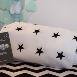 Monochrome Pure Cotton Cot Bed Duvet Cover Set & Fitted Sheet Black White Stars Chevron Nursery Yellow Piping - thumbnail 4