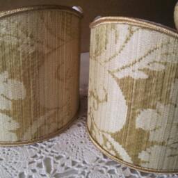 Pair Of Clip-On Shield Shades Rubelli Olive Green Ruzante Silk Damask Fabric Mini Lampshade - Handmade in Italy - thumbnail 3
