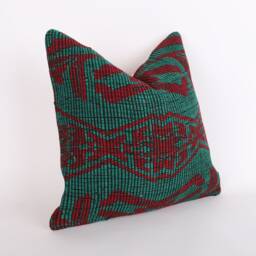 Vintage Turkish Kilim Pillow Cover 16'' Handwoven Wool Throw - thumbnail 3