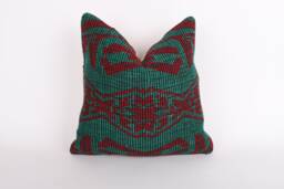 Vintage Turkish Kilim Pillow Cover 16'' Handwoven Wool Throw - thumbnail 1