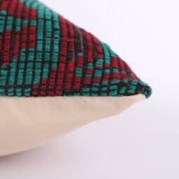 Vintage Turkish Kilim Pillow Cover 16'' Handwoven Wool Throw - thumbnail 4