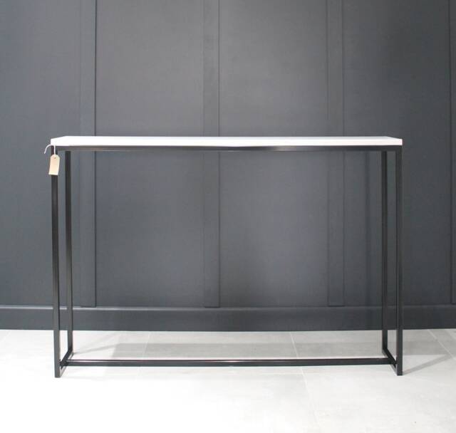 Metal Console Table Radiator Cover Mild Steel Frame & Stone Worktop - image 1