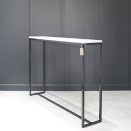 Metal Console Table Radiator Cover Mild Steel Frame & Stone Worktop - thumbnail 3