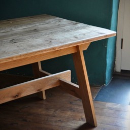 Reclaimed Wood Dining Table & Bench Set Rustic Farmhouse Style - thumbnail 2