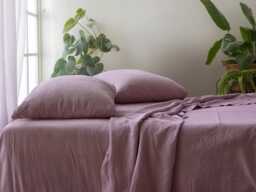 Amethyst Linen Sheet Set 1 Flat & Fitted 2 Pillowcases Stonewashed 100% Flax Linen Set