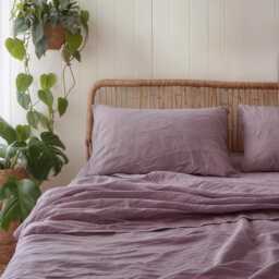 Amethyst Linen Sheet Set 1 Flat & Fitted 2 Pillowcases Stonewashed 100% Flax Linen Set - thumbnail 4