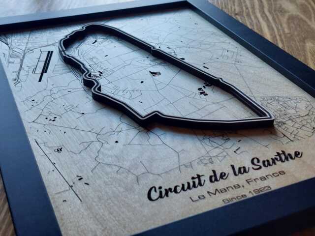 Circuit De La Sarthe Wall Art Laser Engraved Wood, Le Mans 24Hrs Gift - image 1