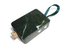Sale Handmade Ceramic Pot Pourri - Pomander Hanger. Dark Green Marble & Gray