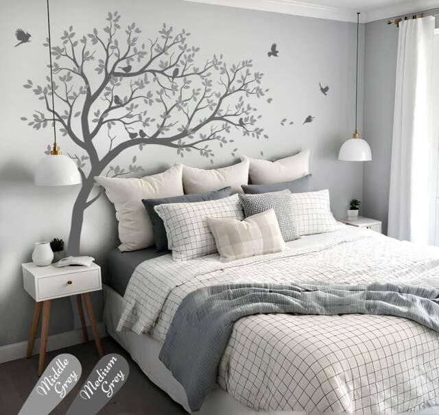 Wall Decal Large Tree Decals Huge Tree Decal Nursery With Birds Mural Removable Vinyl Wall Sticker 032R - image 1