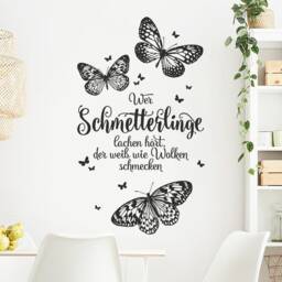 Wall Sticker Saying Quotes Whoever Hears Butterflies Laugh Knows What Clouds Taste Like Novalis Wall Tattoo Ws24B - thumbnail 2