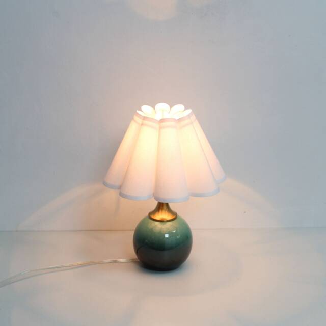 Handmade White Fabric Lamp With Ceramic Base-11# - image 1