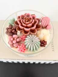 Succulent Candle - Hand Poured Cactus Soy Wax With 4 Cotton Wicks Luxury Decorative Centerpiece Eco Friendly Gift For Her, Housewarming - thumbnail 1