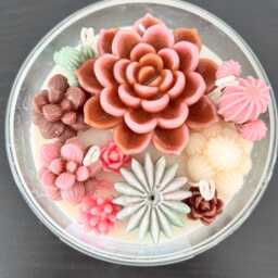 Succulent Candle - Hand Poured Cactus Soy Wax With 4 Cotton Wicks Luxury Decorative Centerpiece Eco Friendly Gift For Her, Housewarming - thumbnail 2