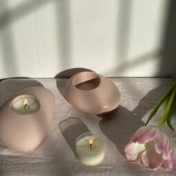 Set Of 2 Pebble Tea Light Holder - Handmade Candle Contemporary Home Decor Valentine's Day Gift Mother's - thumbnail 3
