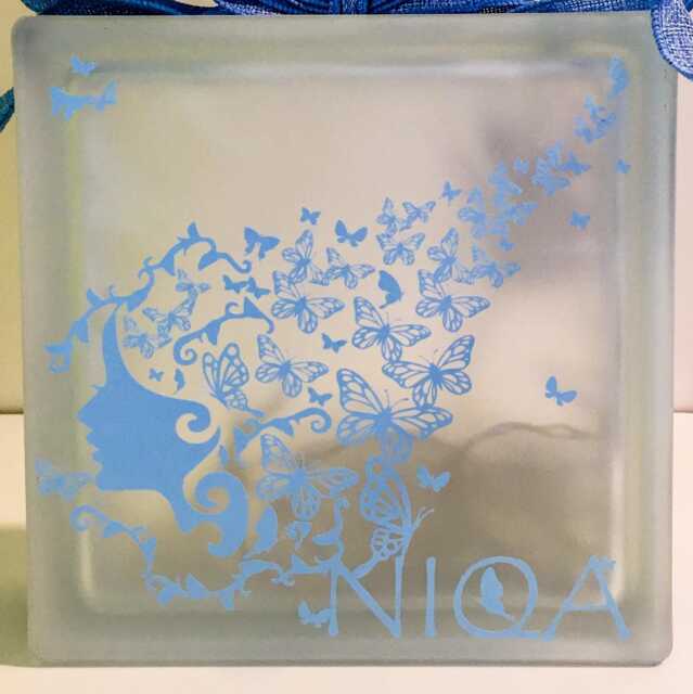 Girl Butterflies Nightlight, Glass Light Block, Personalised Keepsake Gift - image 1