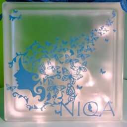Girl Butterflies Nightlight, Glass Light Block, Personalised Keepsake Gift - thumbnail 4