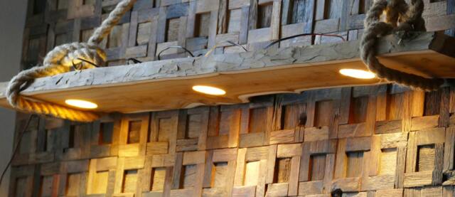 Reclaimed Yew Wood Pendant Light Rustic Led Beam Lighting - image 1