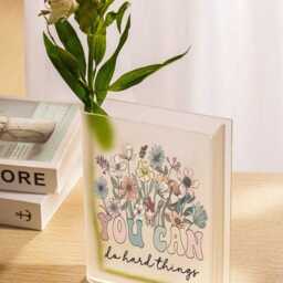 You Can Do Hard Things Book Vase, Floral Motivational Empowerment Mental Health Vase Gift, Teacher Gift - thumbnail 2