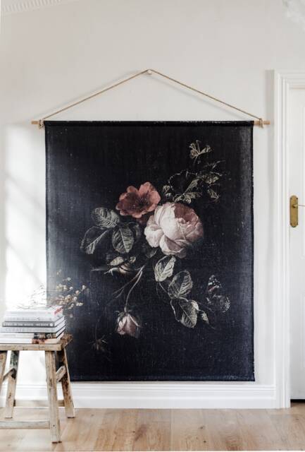 xl Linen Floral Wall Hanging 17Th Century Dutch Still Life - image 1