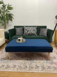 Ava Handmade Velvet Footstool Coffee Table Bench Teal Flat Top Pouffe
