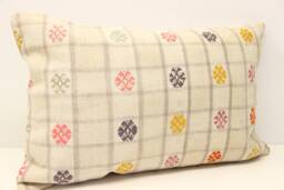 Turkish Kilim Lumbar Pillow Cover, Wool & Cotton - 16x24 Inch - thumbnail 1