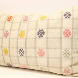 Turkish Kilim Lumbar Pillow Cover, Wool & Cotton - 16x24 Inch - thumbnail 3
