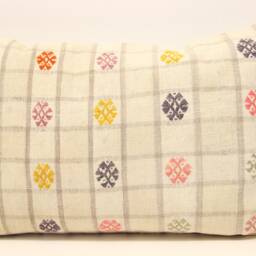 Turkish Kilim Lumbar Pillow Cover, Wool & Cotton - 16x24 Inch - thumbnail 2