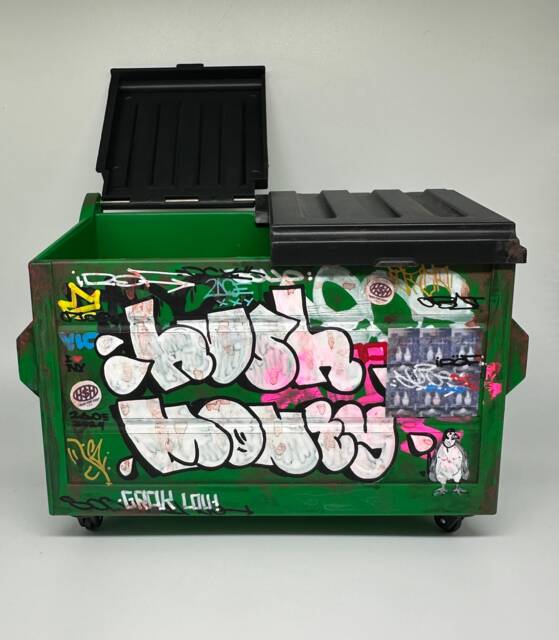 Desk Accessories/Pen Holder Graffiti Art Unique Gift Miniatures Dumpster Mini Trash Can Hip Hop Custom - image 1