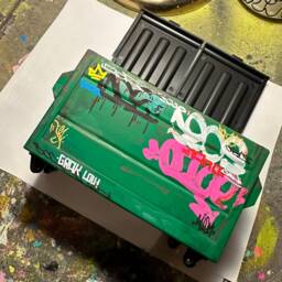 Desk Accessories/Pen Holder Graffiti Art Unique Gift Miniatures Dumpster Mini Trash Can Hip Hop Custom - thumbnail 4