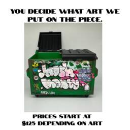 Desk Accessories/Pen Holder Graffiti Art Unique Gift Miniatures Dumpster Mini Trash Can Hip Hop Custom - thumbnail 2