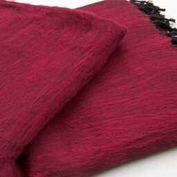 Handwoven Yak Wool Blanket Large Travel Shawl, Meditation Wrap Deep Red - thumbnail 3