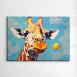 Colorful Giraffe Lollypop Meeting Abstract Oil Painting Style Wall Art, Framed Canvas Poster Print, Home Kitchen Office Room Decor, Gifts - thumbnail 3