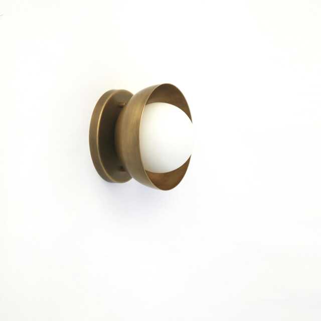 Wall Sconce/Flush Mount Ceiling Light, Mid Century Brass Sconce/Ceiling Light With Mini - Shade Ul Listed.ppq4, No.0360 - image 1