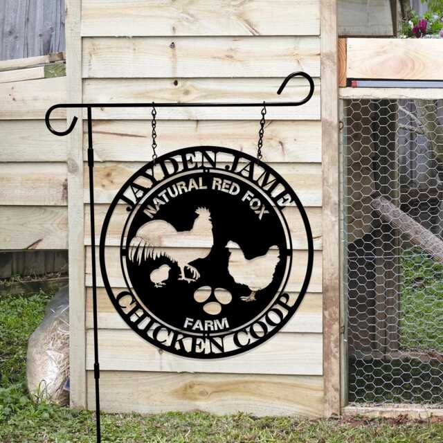Personalized Chicken Coop Metal Sign, Rustic Farmhouse Wall Art, Gift For Farmers - image 1
