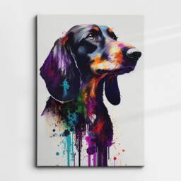 Colorful Dachshund Dog Abstract Oil Painting Splatter Style Wall Art, Framed Canvas Poster Print, Home Kitchen Office Room Decor, Gifts - thumbnail 3